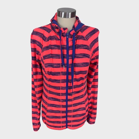 Lukka Medium Striped Jacket Pink Purple Full Zip Hooded - Picture 1 of 8